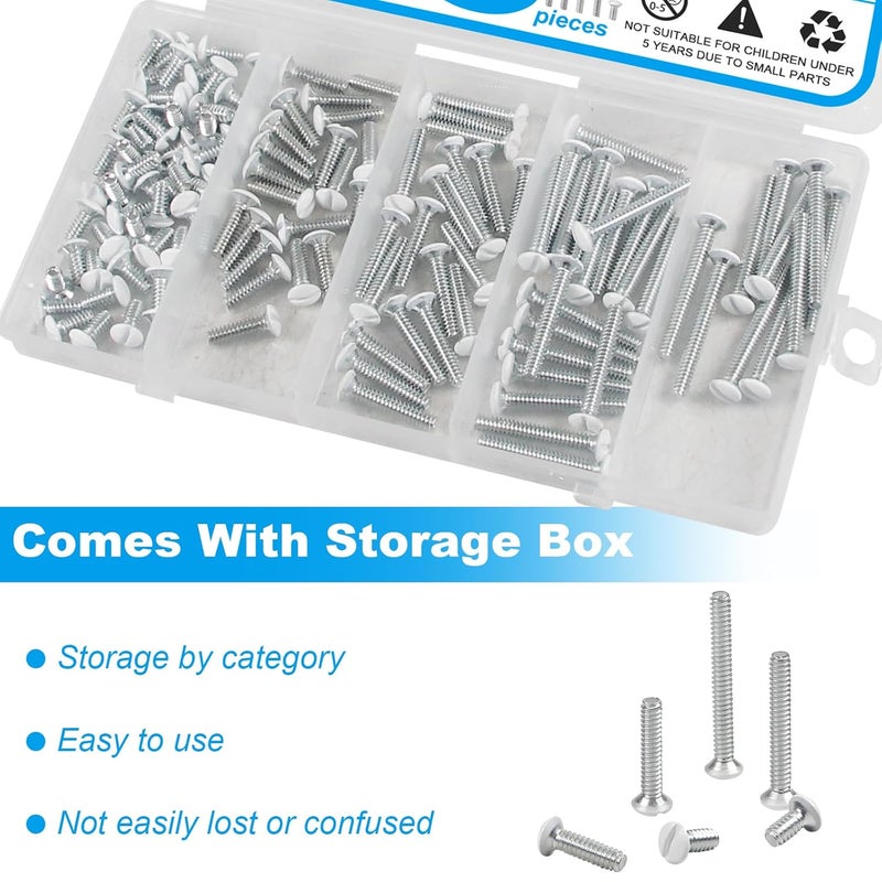 Yinpecly 120 PCS White Wall Plate Screws Kit, White Outlet Screws 6-32 Thread Electrical Cover Panel Switch Plate Screws 5 Length Sizes (3/8", 9/16", 3/4", 1", 1-3/16") - Image 5